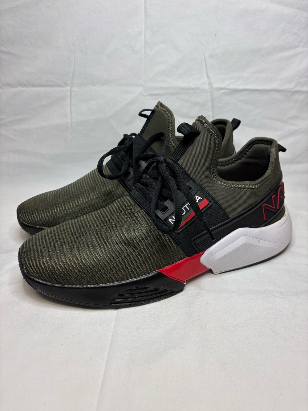 Nautica Nuray 2 Mens Green Canvas Lace Up Lifestyle Sneakers Shoes #6097